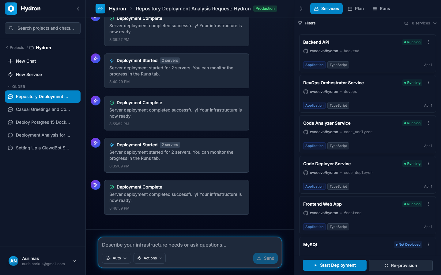 Deployment complete — services are running and accessible